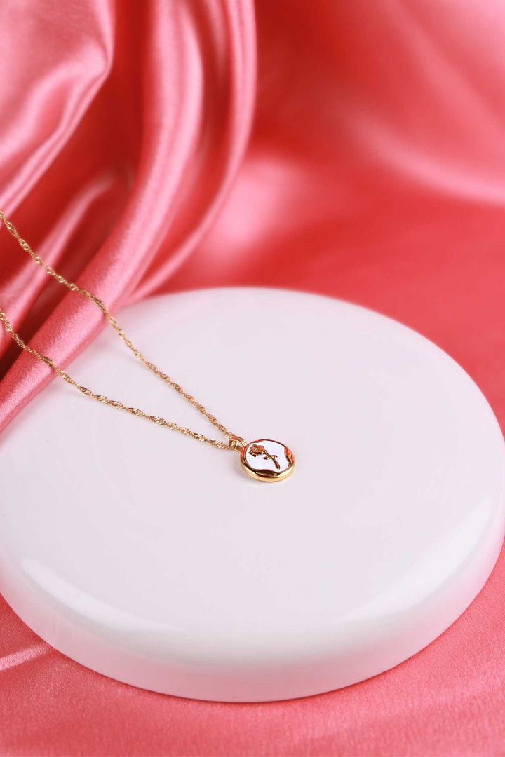 Golden Rose Medallion Necklace