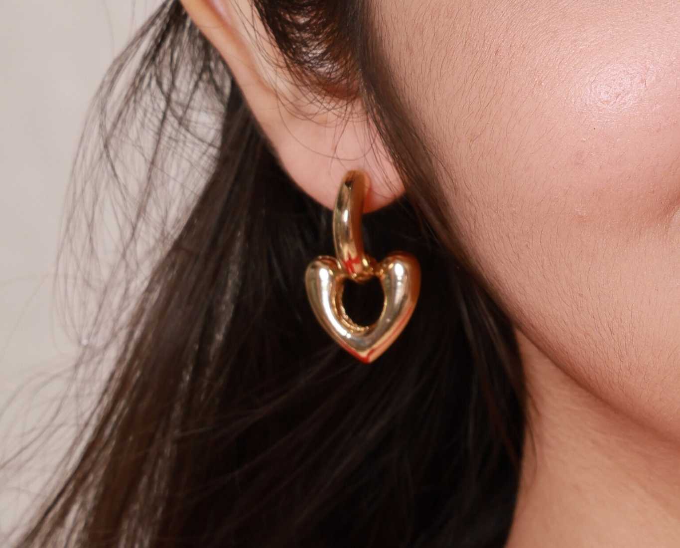 Golden Heart Hoop Earrings