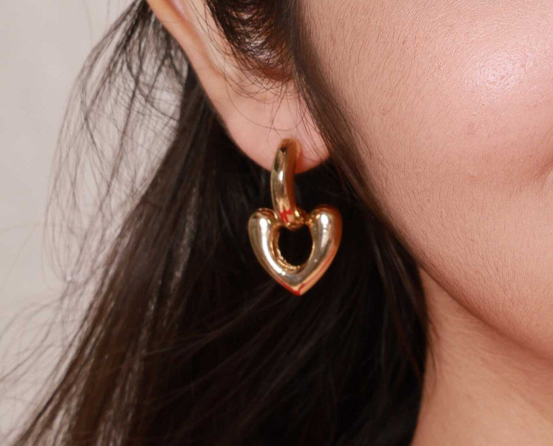 Golden Heart Hoop Earrings