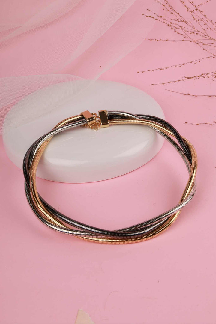 Tri-Tone Twisted Snake Chain Necklace | Everyday Luxury by Taassya