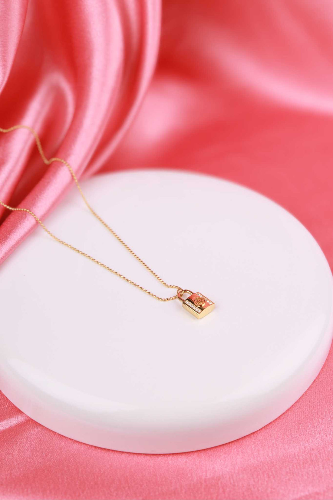 Golden Lock Charm Necklace