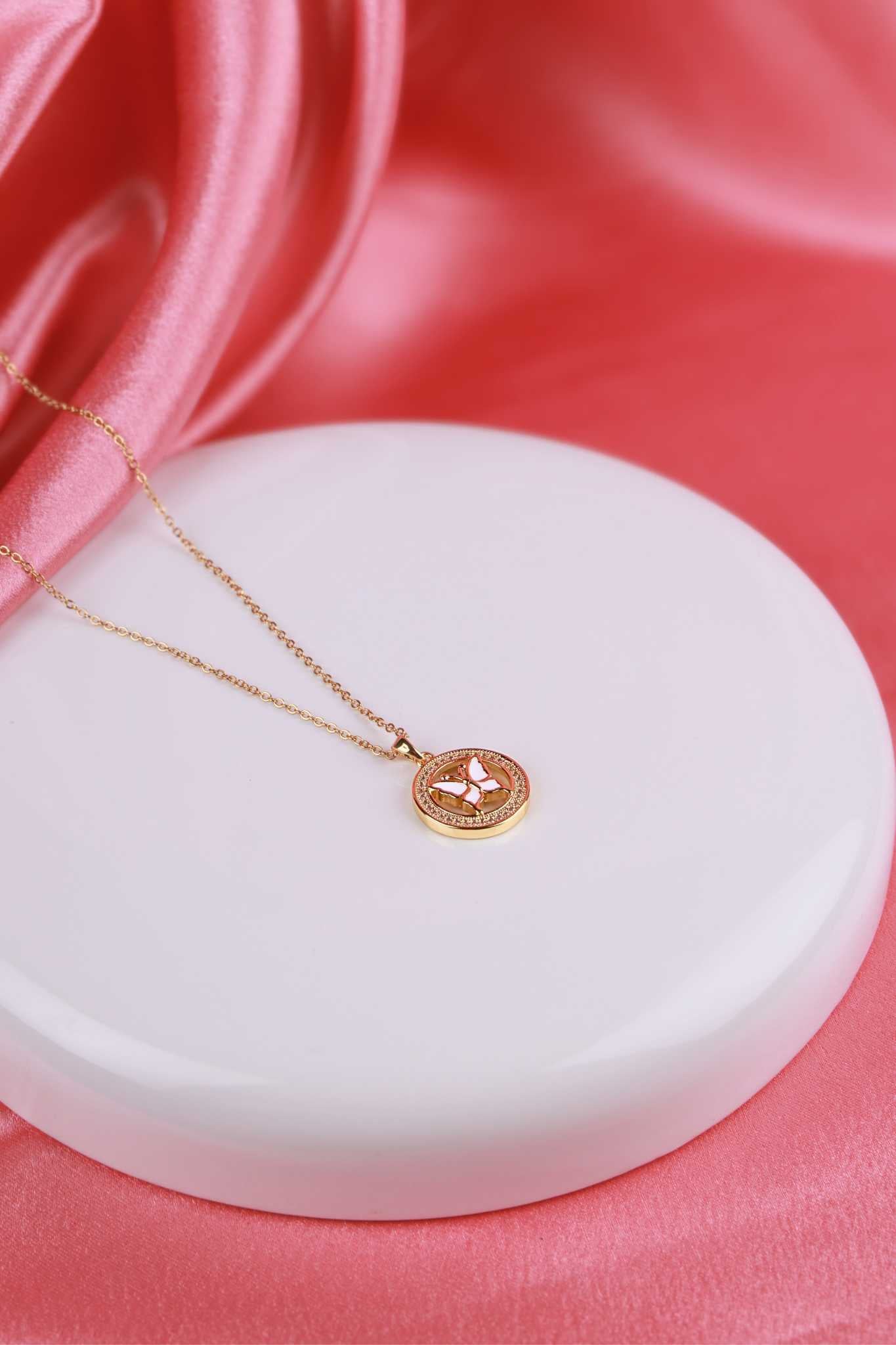 Delicate Butterfly Necklace with Crystal Halo