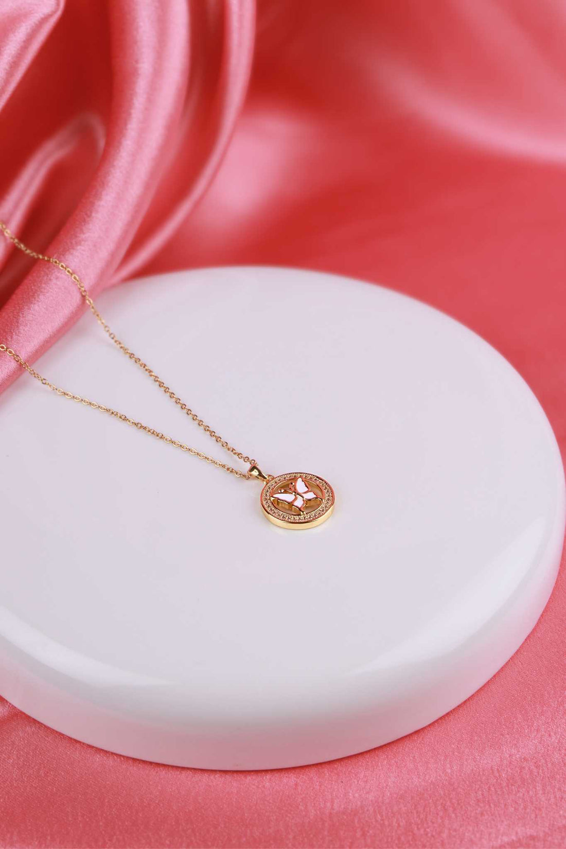 Delicate Butterfly Necklace with Crystal Halo