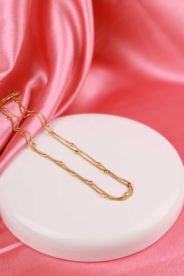 Golden Gleam Beaded Chain Necklace