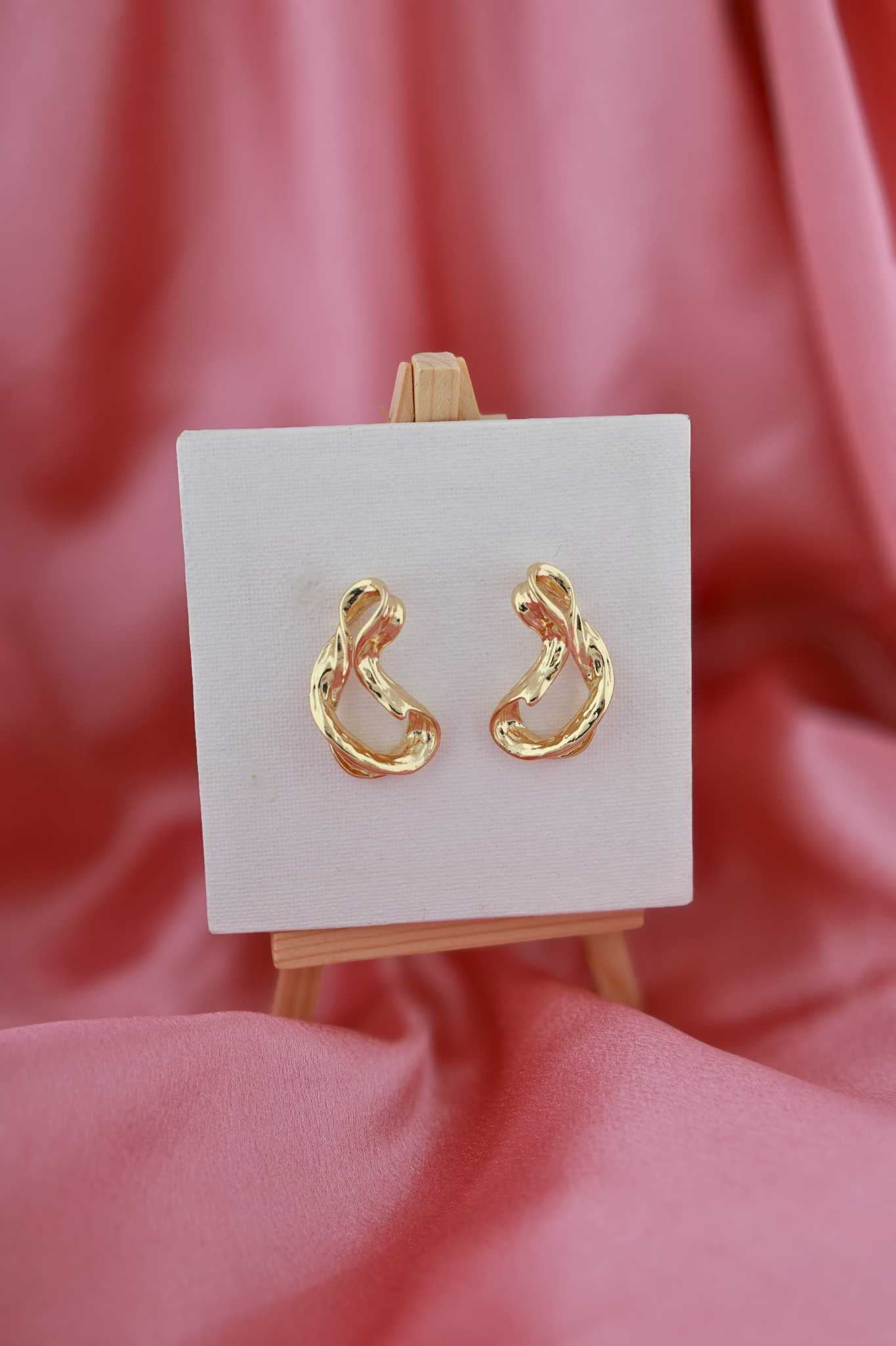 Golden Wave Stud Earrings