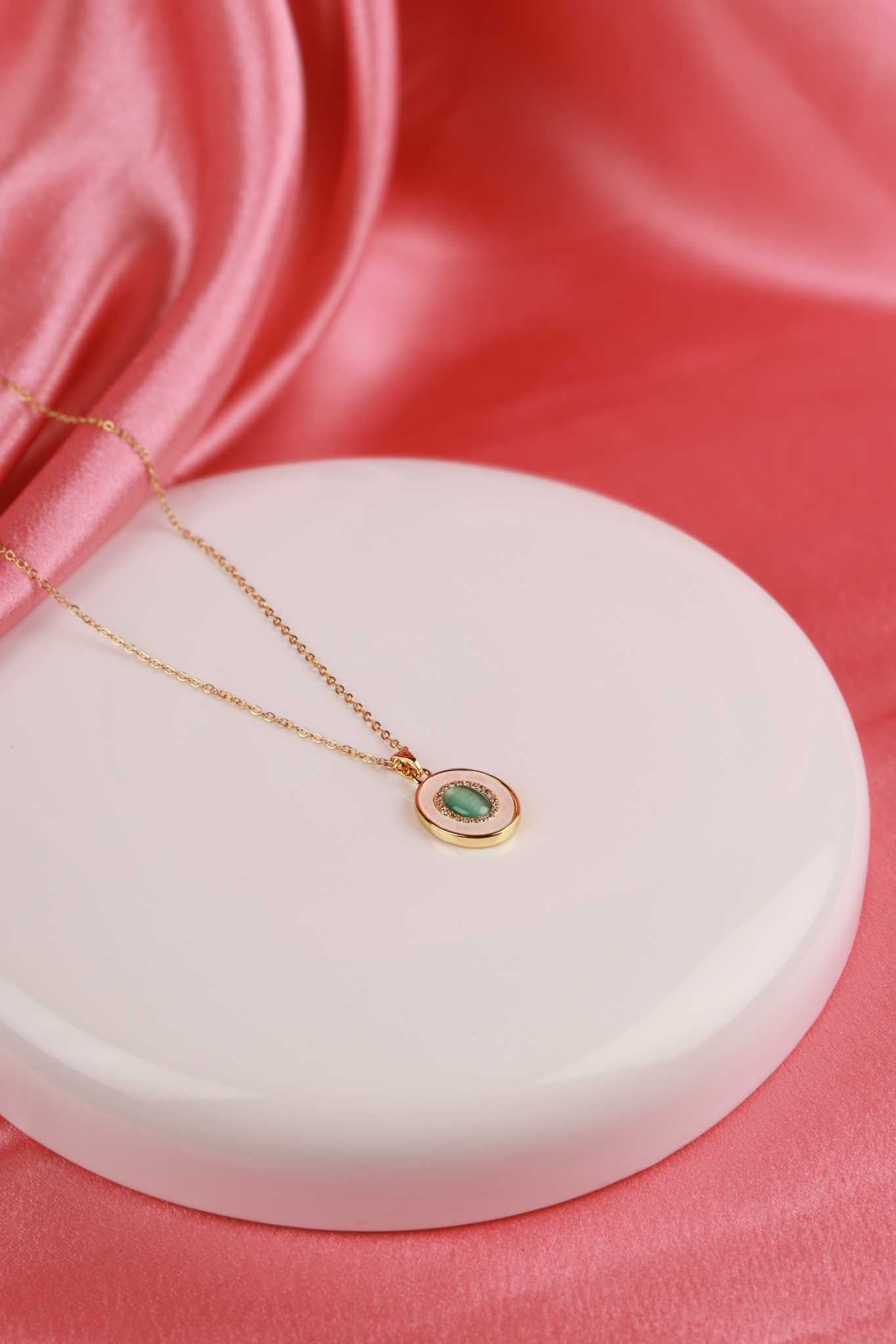 Emerald Glow Medallion Necklace