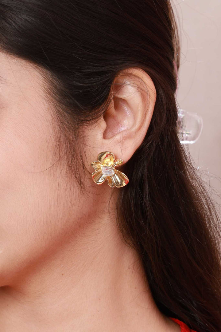 Golden Bloom Crystal Studs