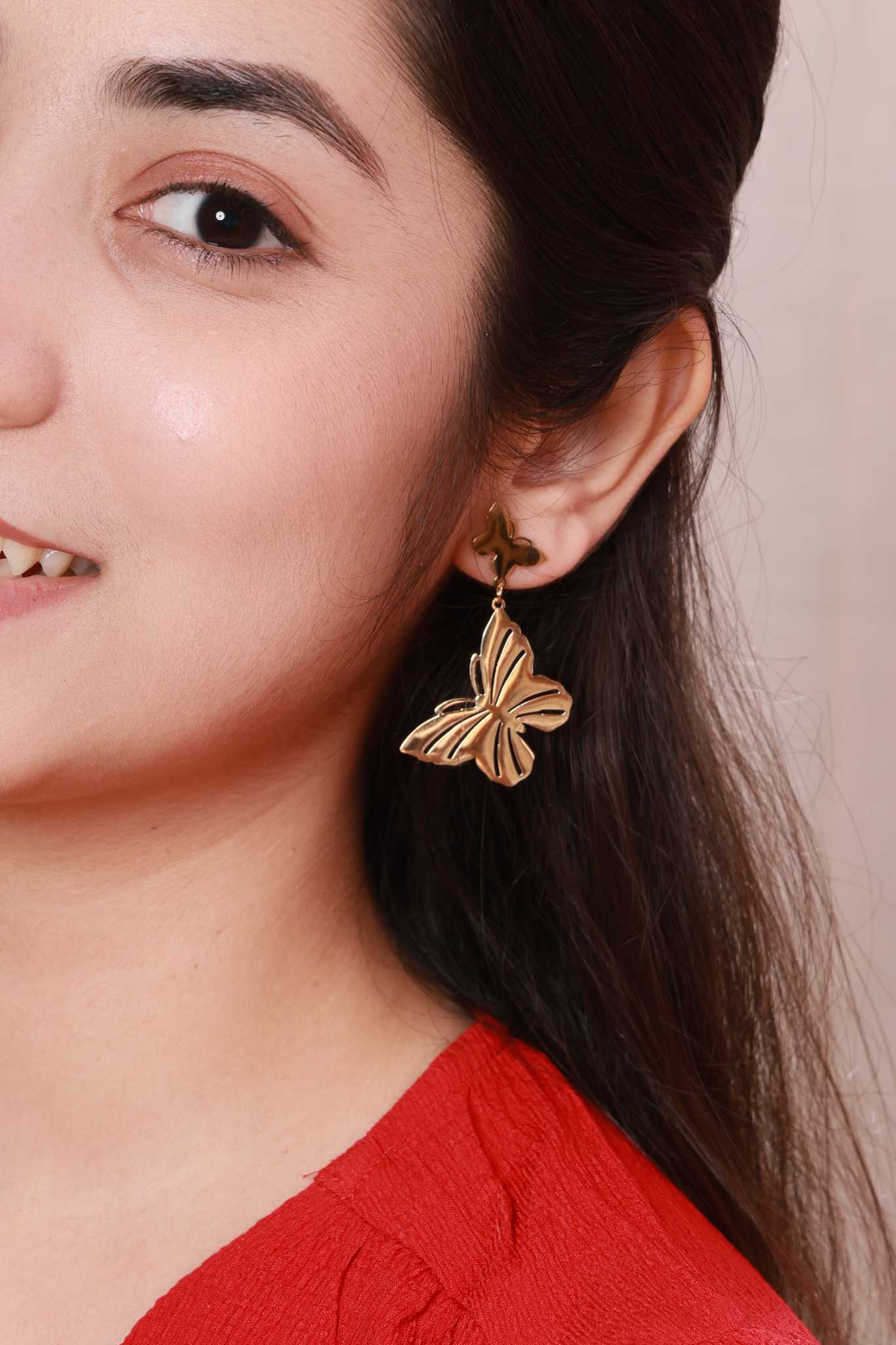 Golden Butterfly Charm Earrings