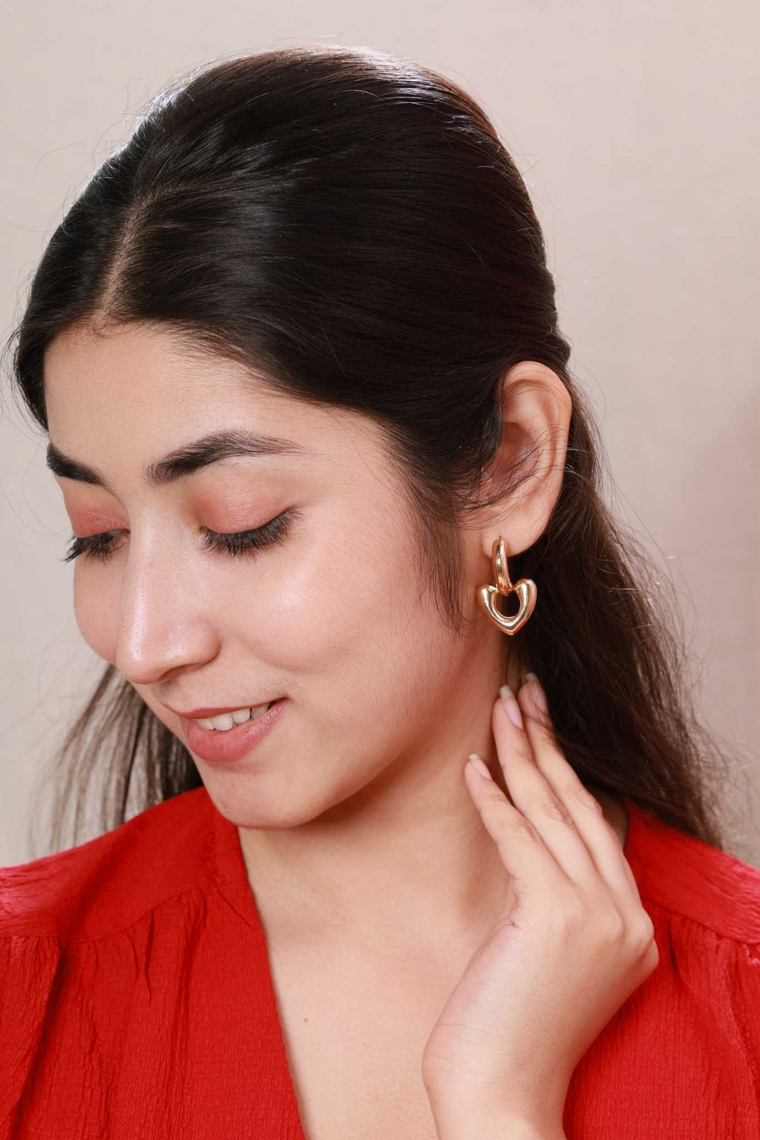 Golden Heart Hoop Earrings