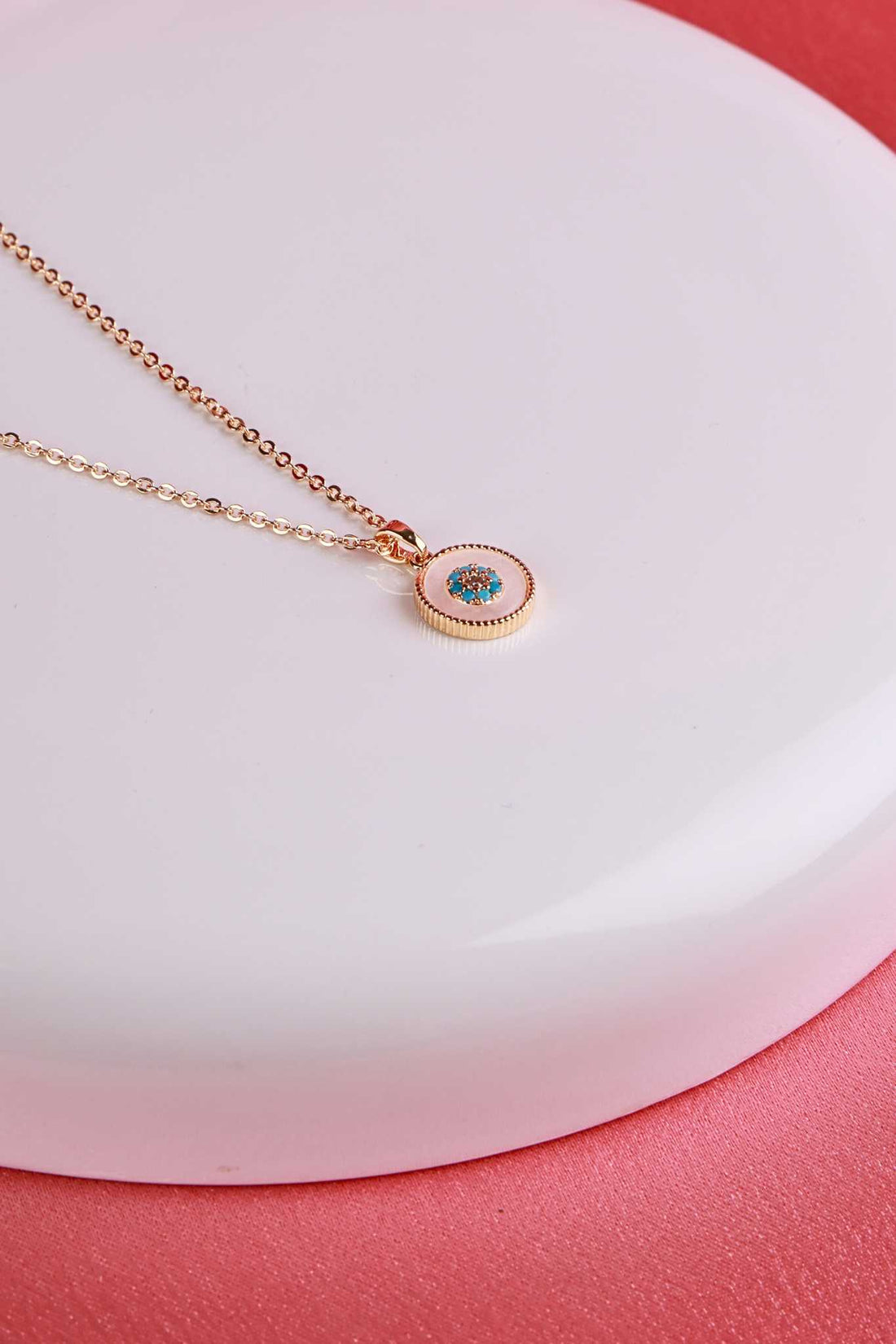 Blush Enamel Floral Medallion Necklace