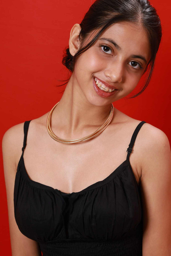 Golden Sleek Layered  Chain Necklace
