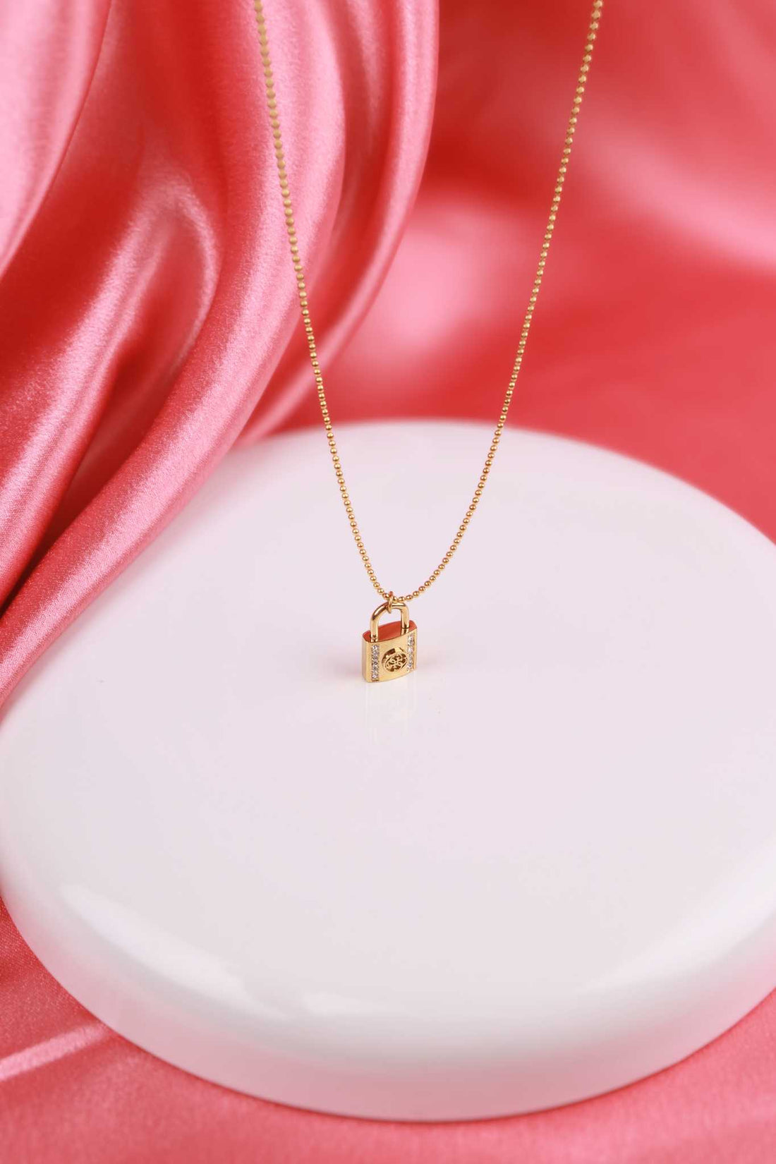 Golden Lock Charm Necklace