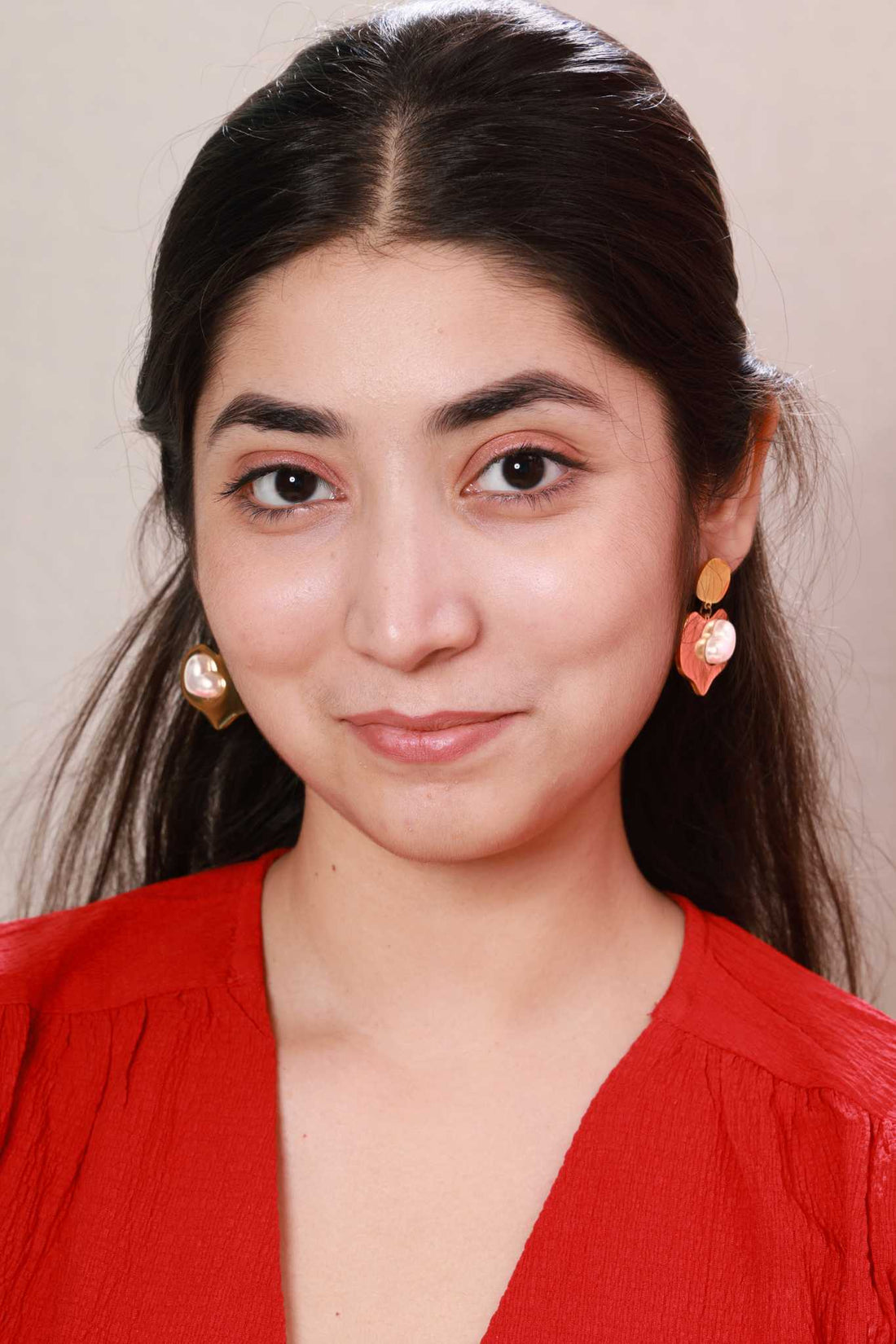 Golden Aura Pearl Heart Earrings