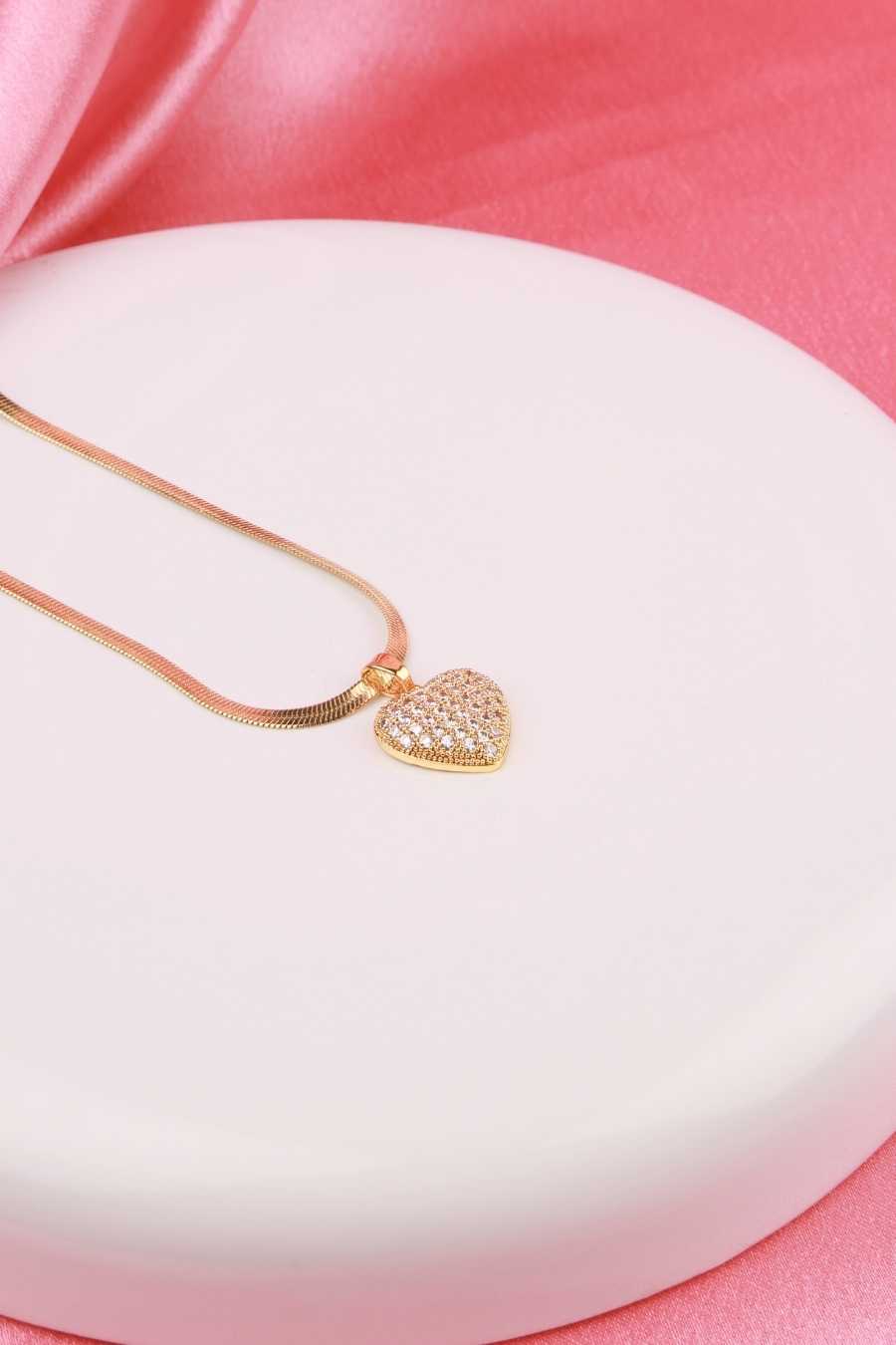 Crystal Heart Charm Necklace