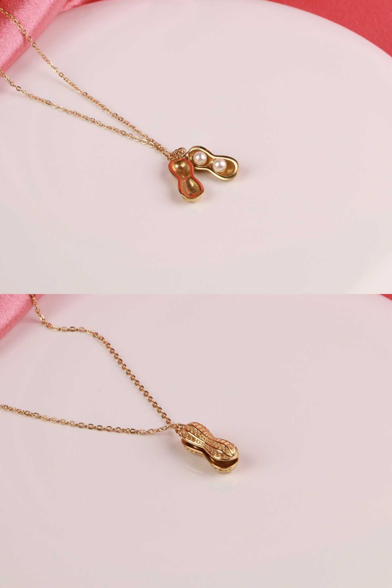 Golden Peanut Pearl Pendant Necklace