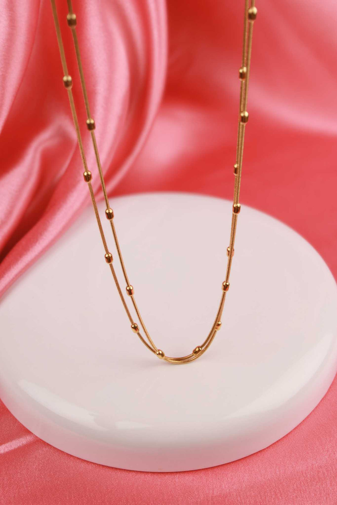 Golden Gleam Beaded Chain Necklace