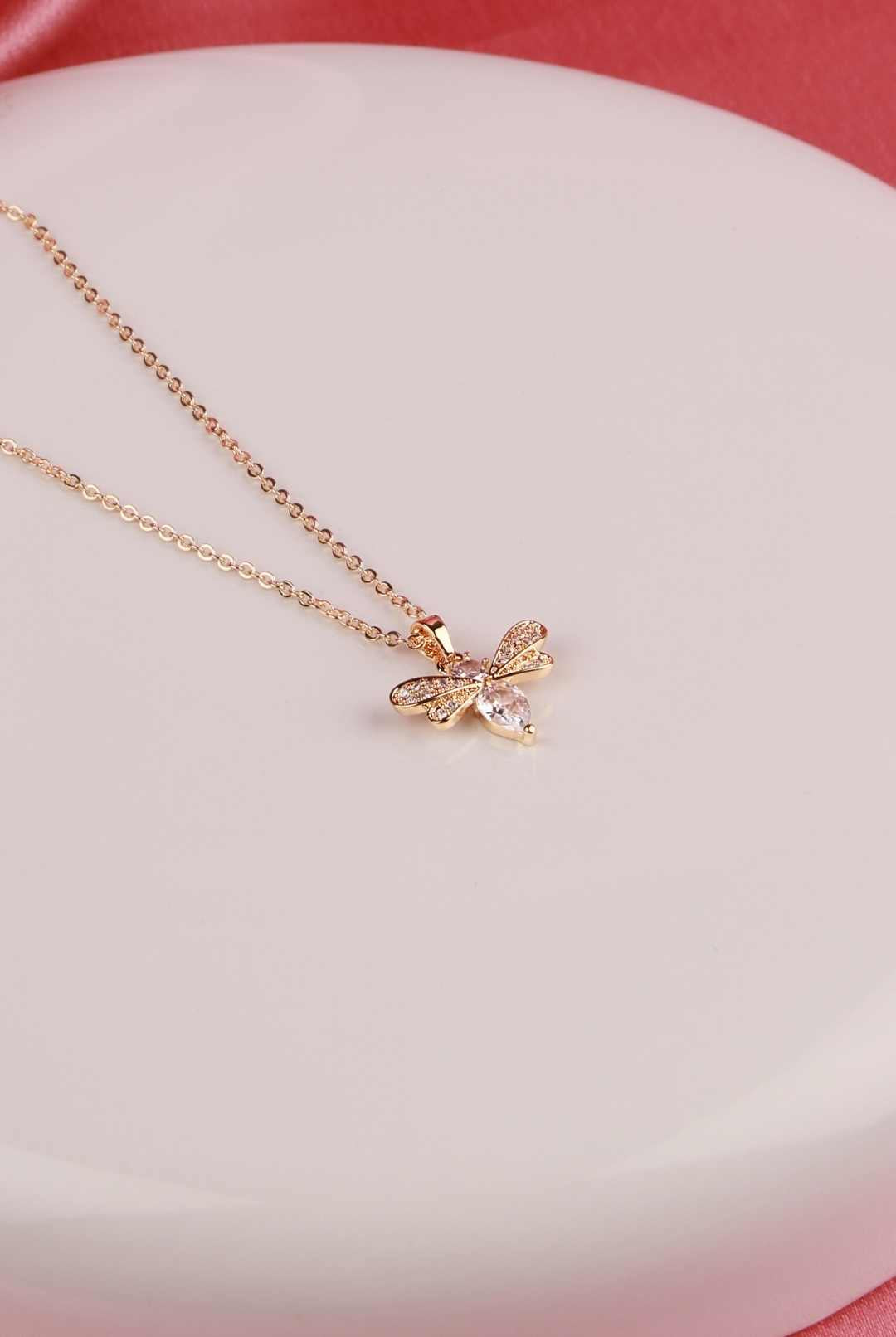 Sparkling Bee Charm Necklace