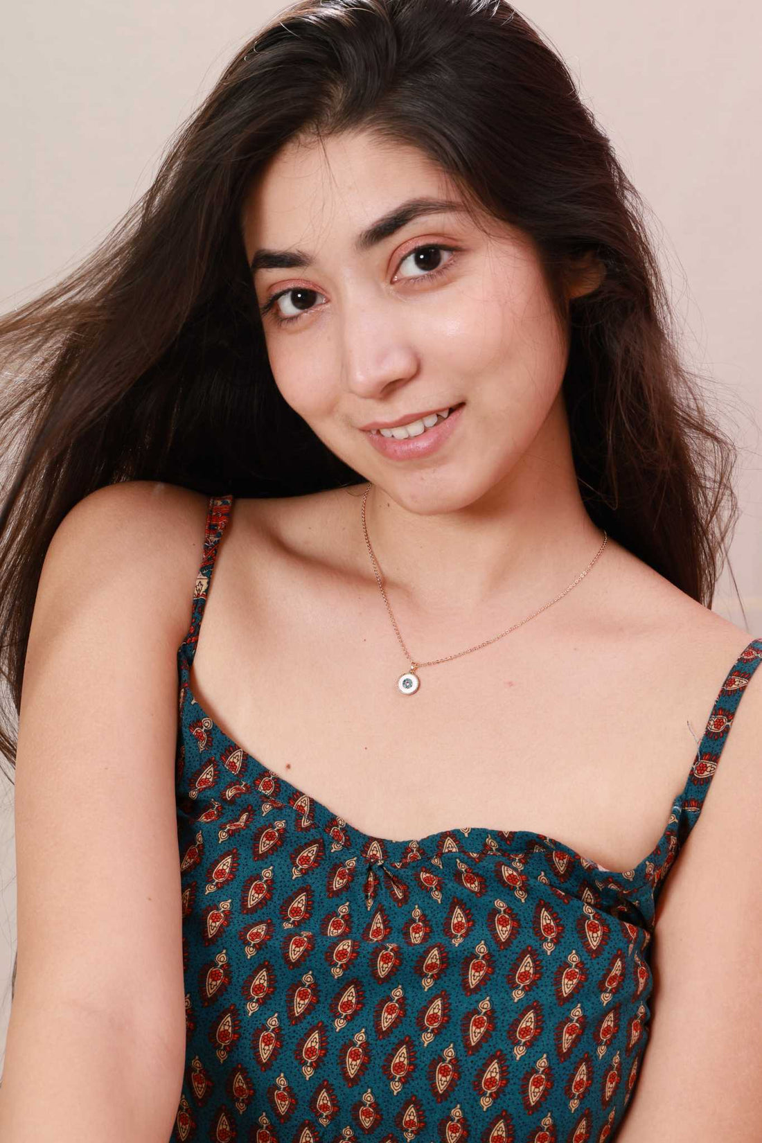 Blush Enamel Floral Medallion Necklace