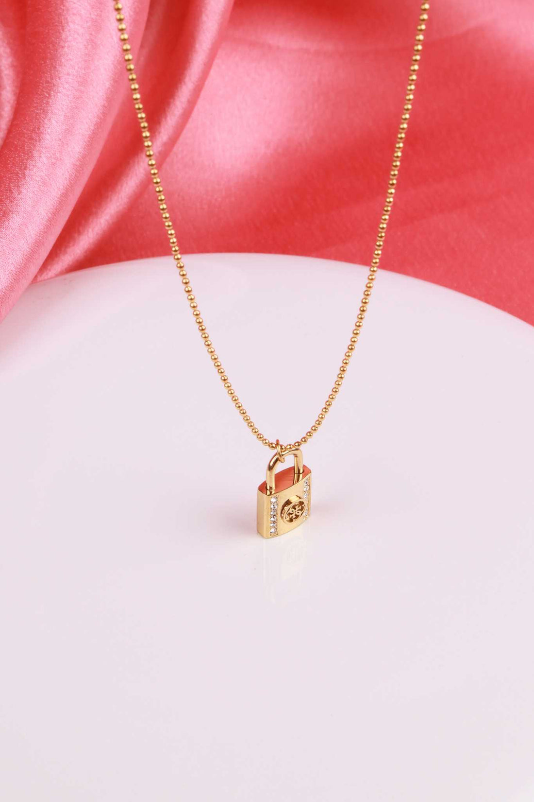 Golden Lock Charm Necklace
