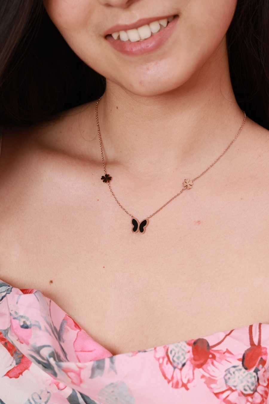 Taassya Midnight Butterfly Charm Necklace