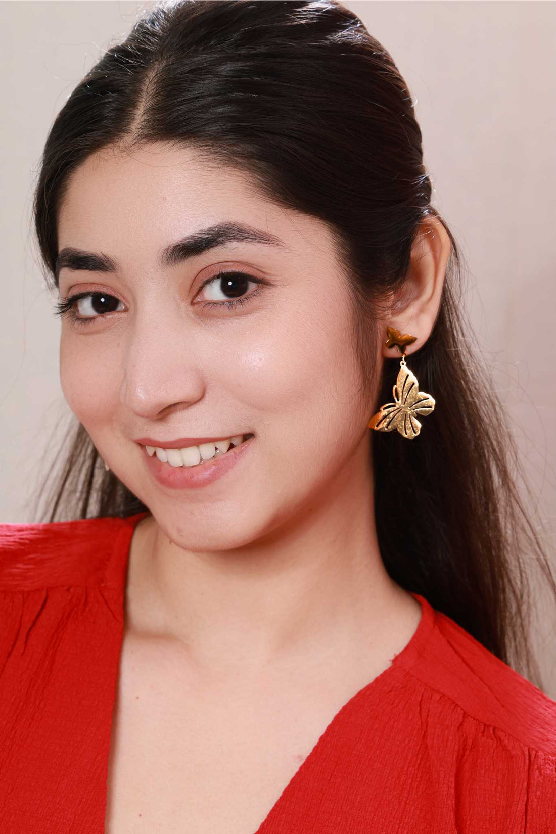 Golden Butterfly Charm Earrings