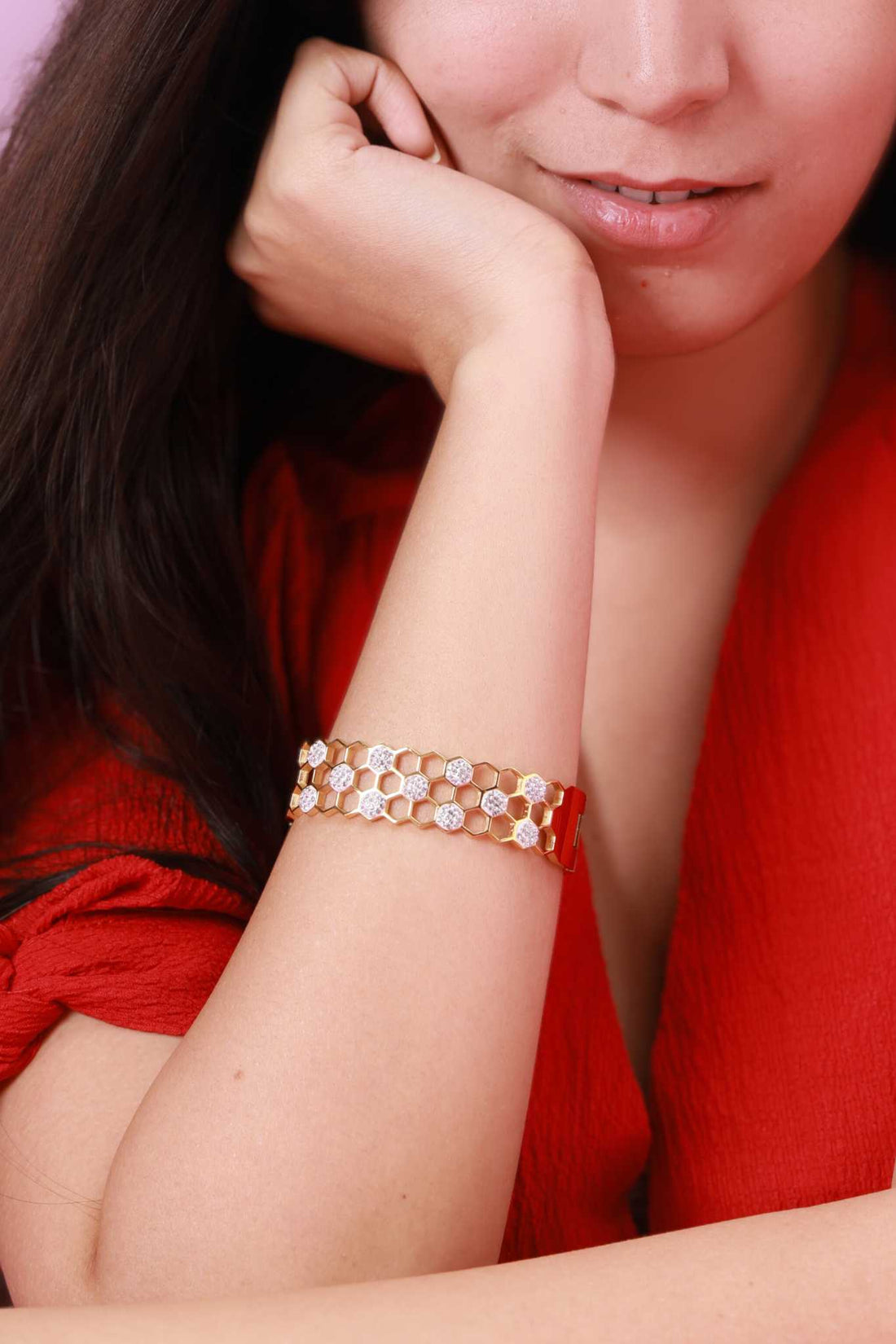 Golden Honeycomb Diamond Kada