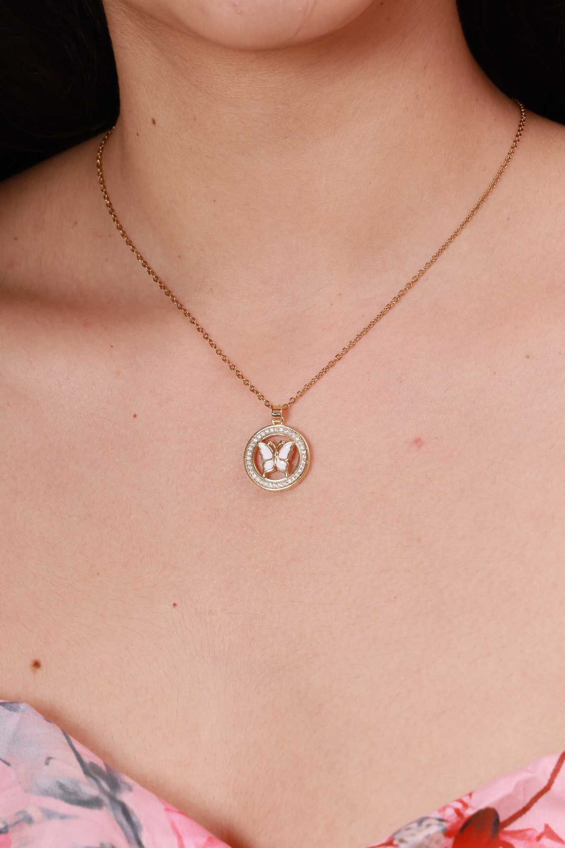 Delicate Butterfly Necklace with Crystal Halo