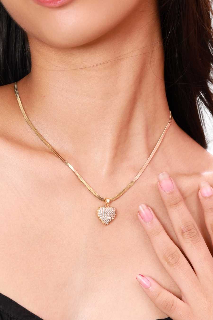 Crystal Heart Charm Necklace