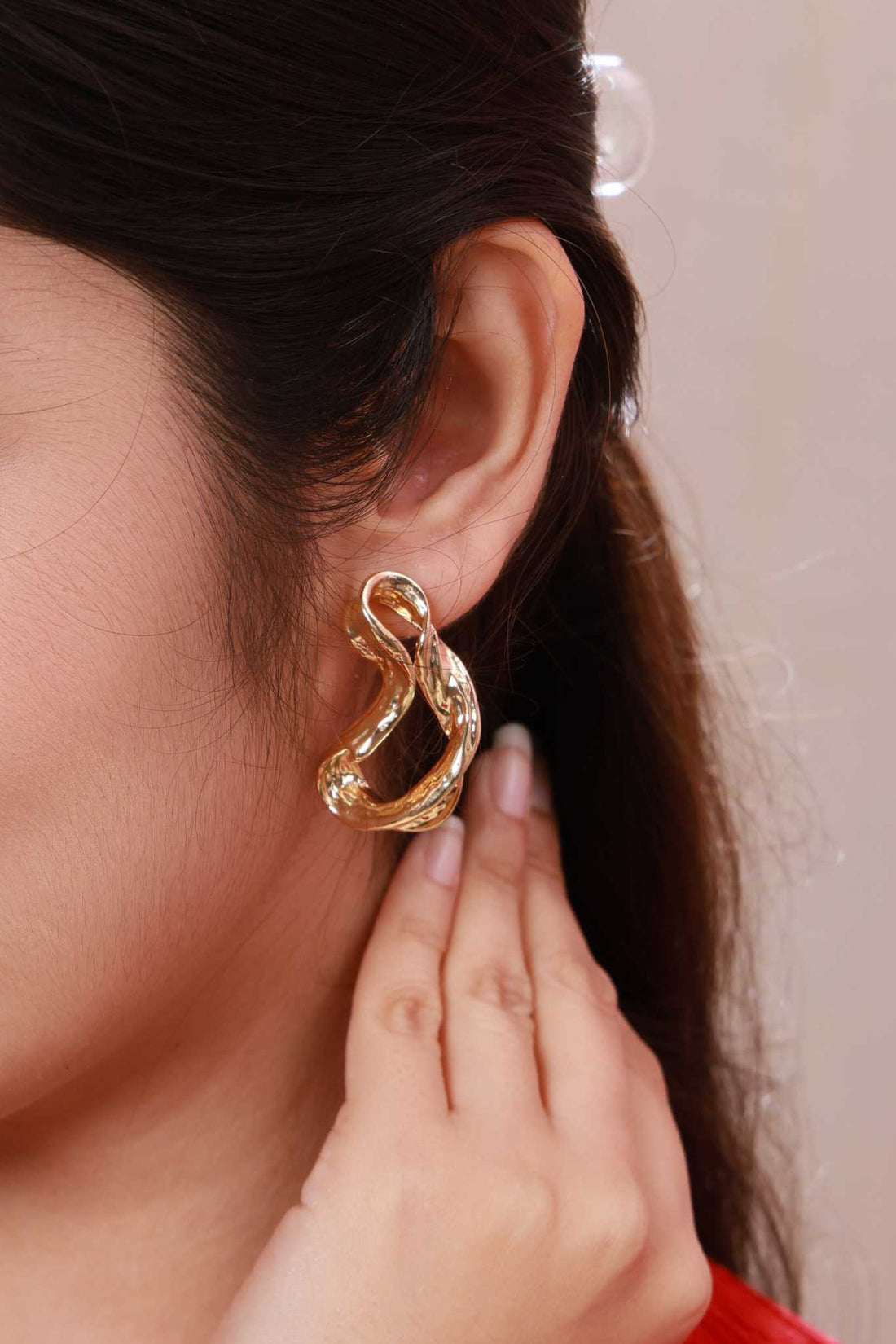 Golden Wave Stud Earrings