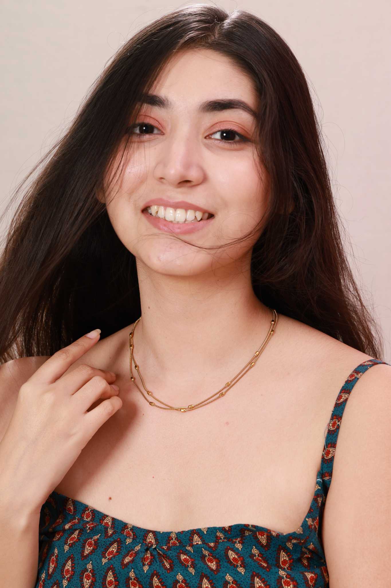 Golden Gleam Beaded Chain Necklace