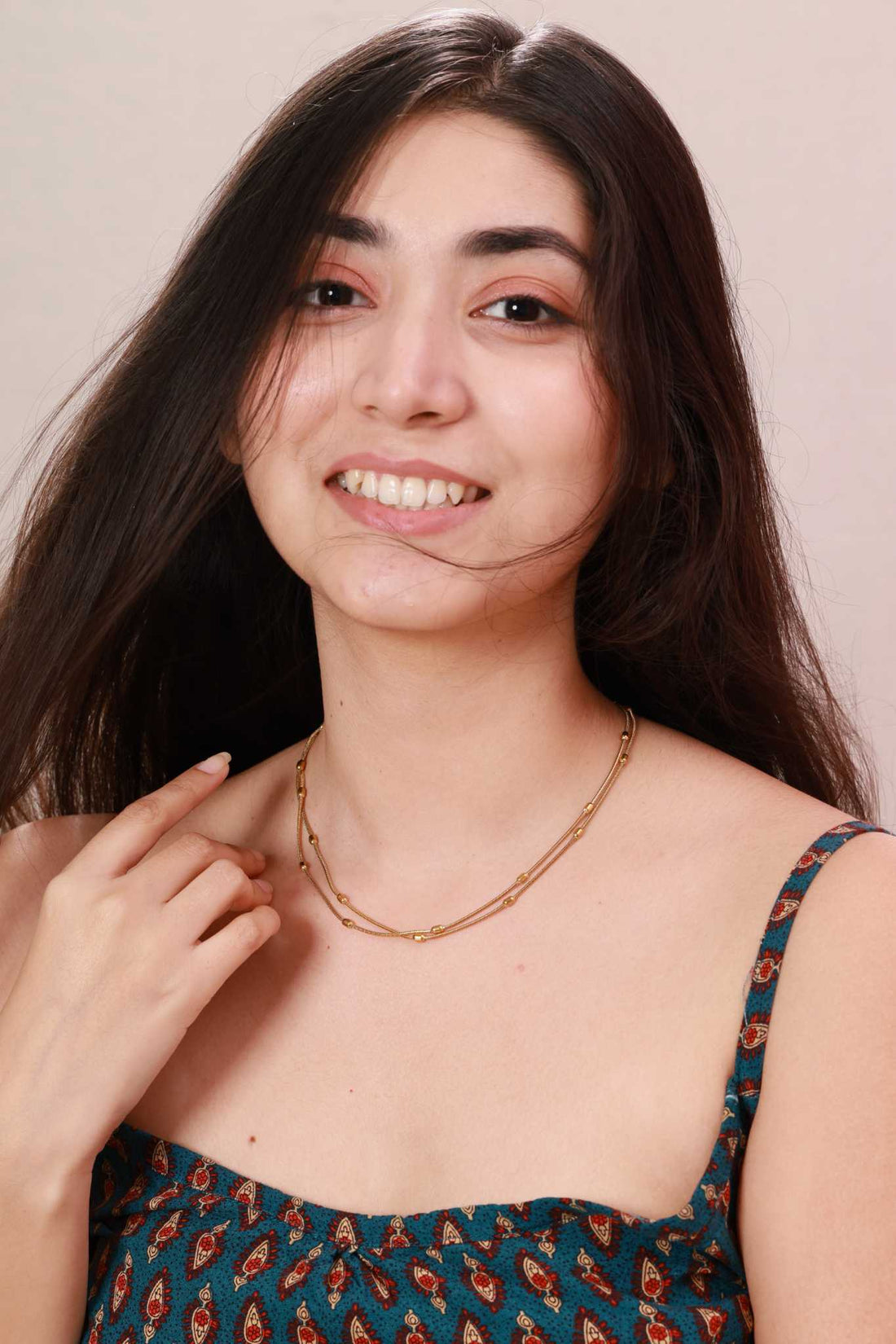 Golden Gleam Beaded Chain Necklace