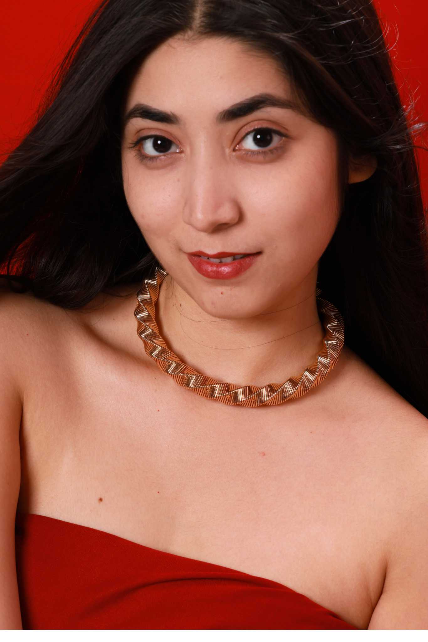 Radiant Twist Gold-Tone Necklace