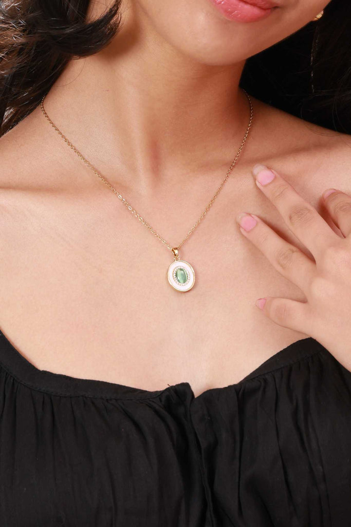 Emerald Glow Medallion Necklace