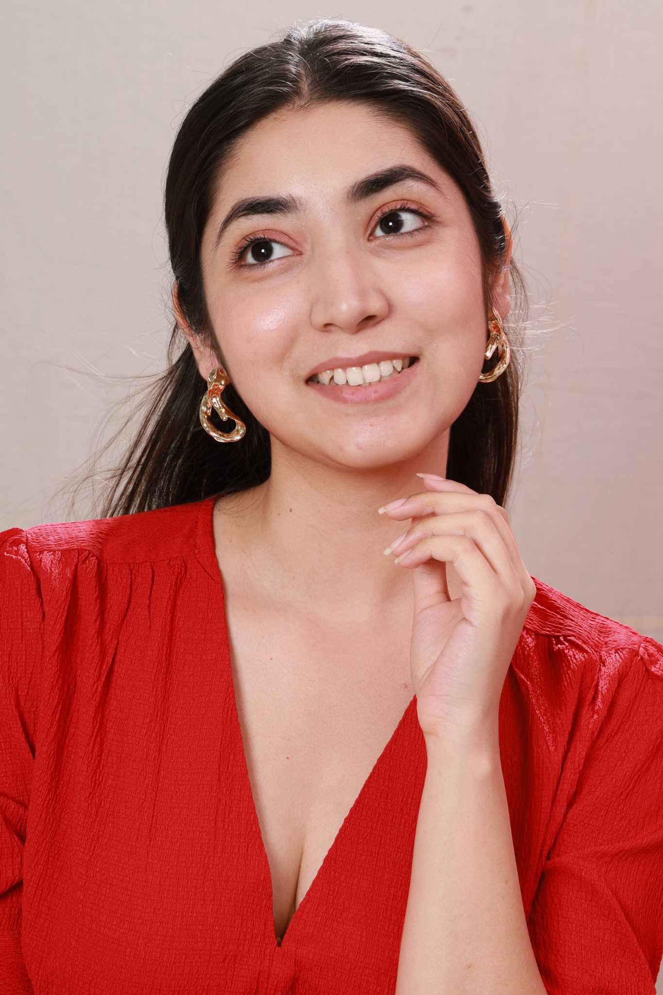 Golden Fluid Loop Earrings