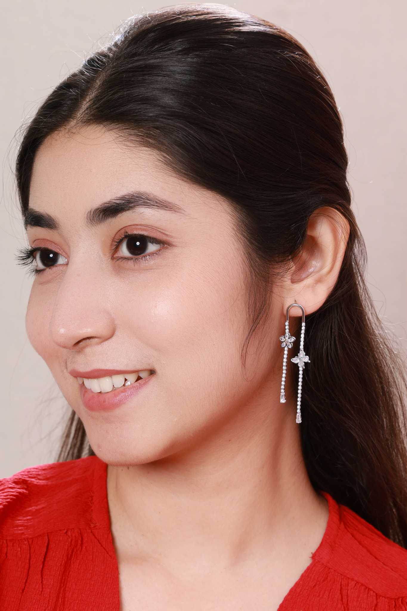 Crystal Petal Drop Earrings