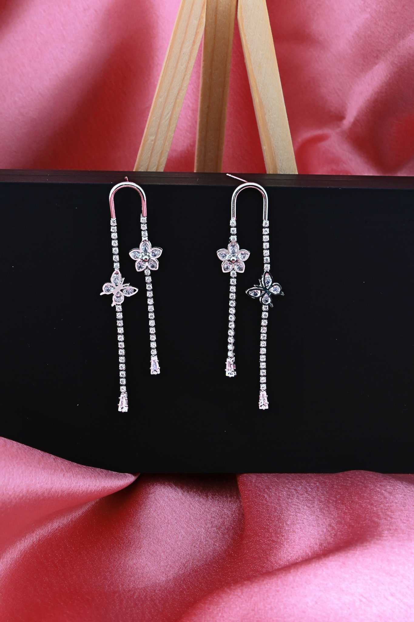Crystal Petal Drop Earrings
