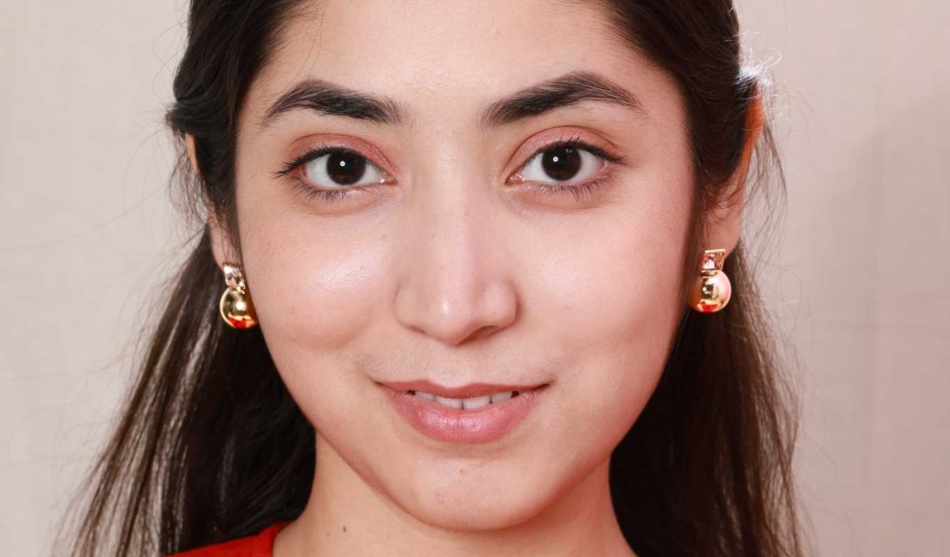 Golden Sphere Stud Earrings with Crystal Accent