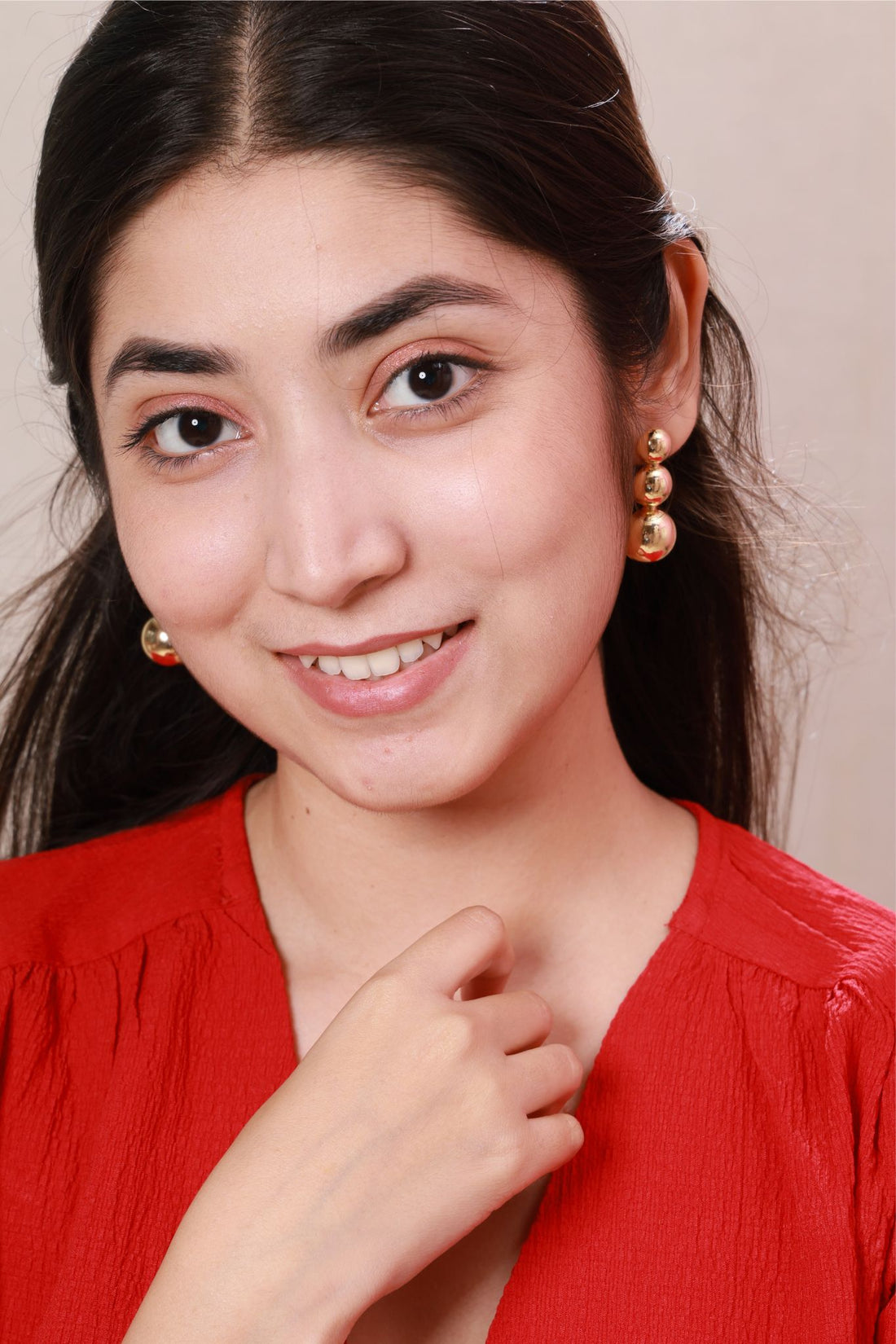 Nova Sphere Drop Earrings – Triple Gold