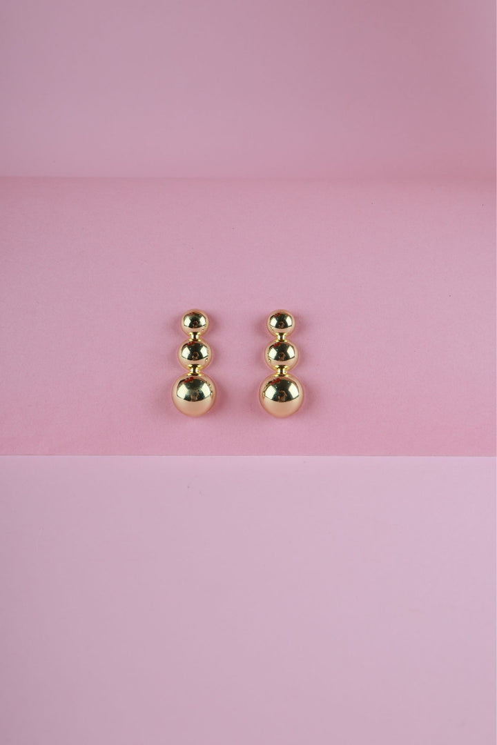 Nova Sphere Drop Earrings – Triple Gold