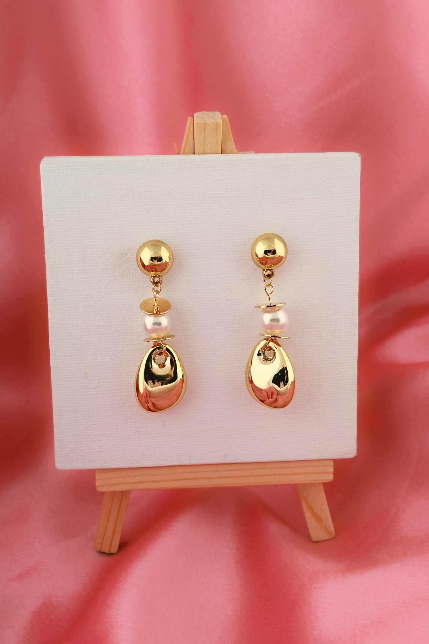 Golden Pearl Drop Earrings