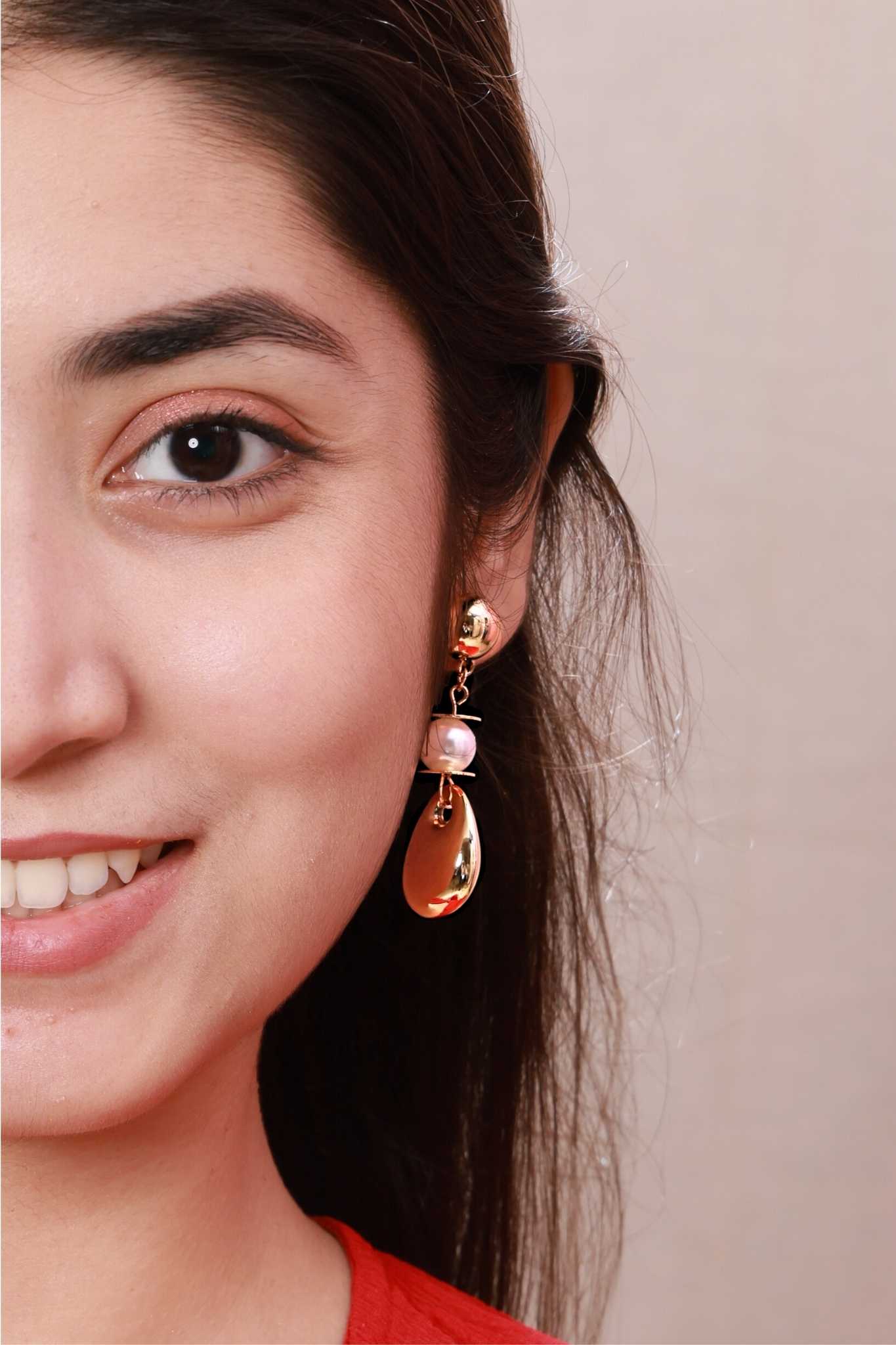 Golden Pearl Drop Earrings