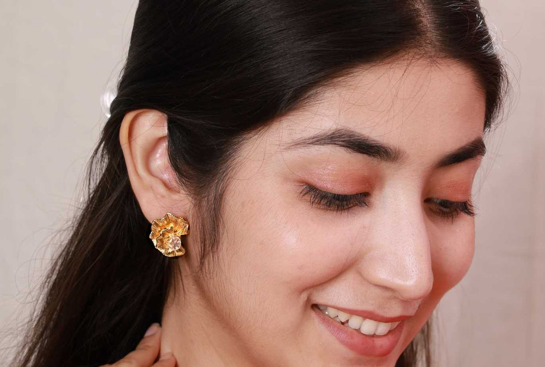 Golden Blossom Crystal Studs