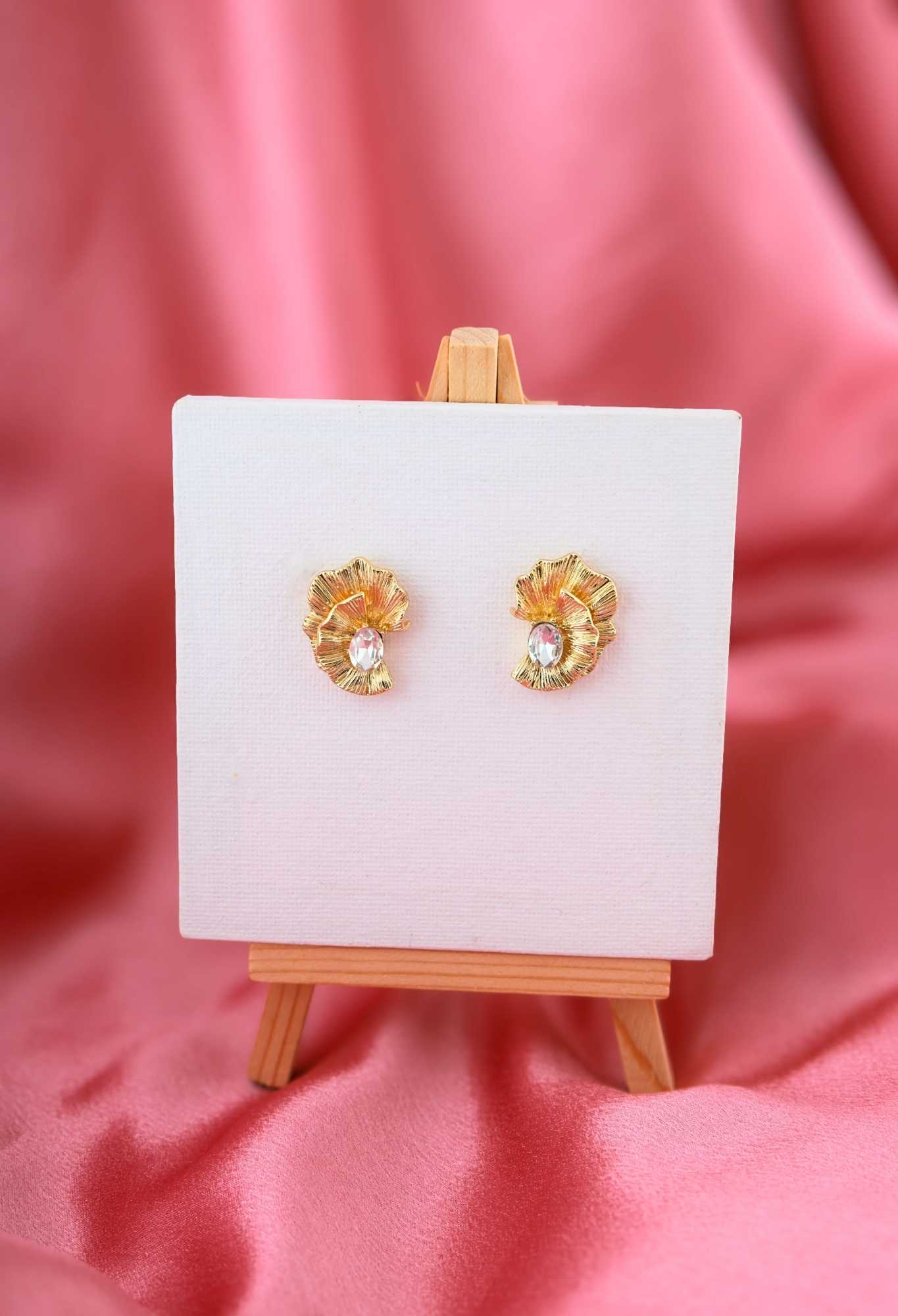 Golden Blossom Crystal Studs