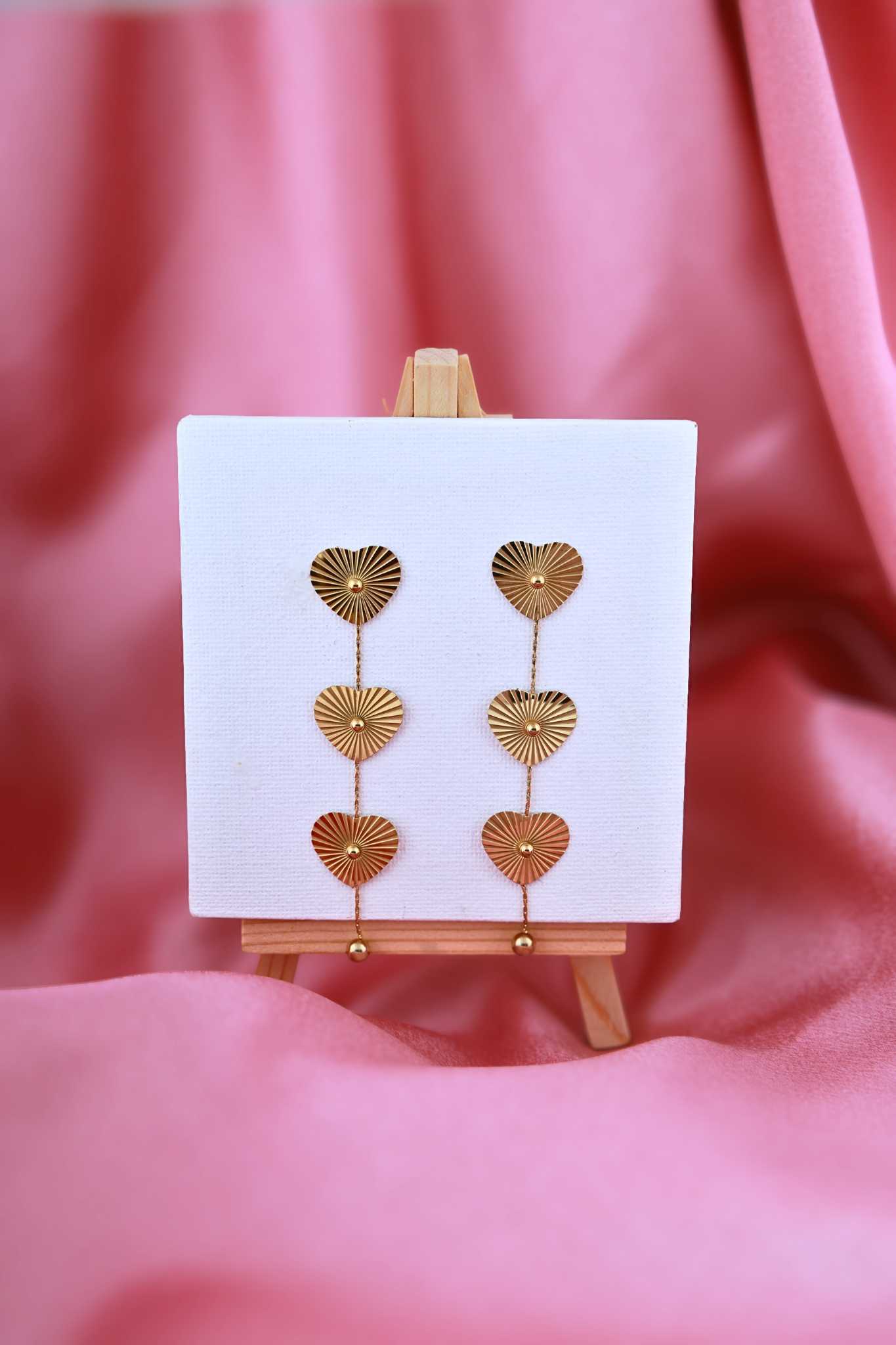 Golden Heart Cascade Earrings