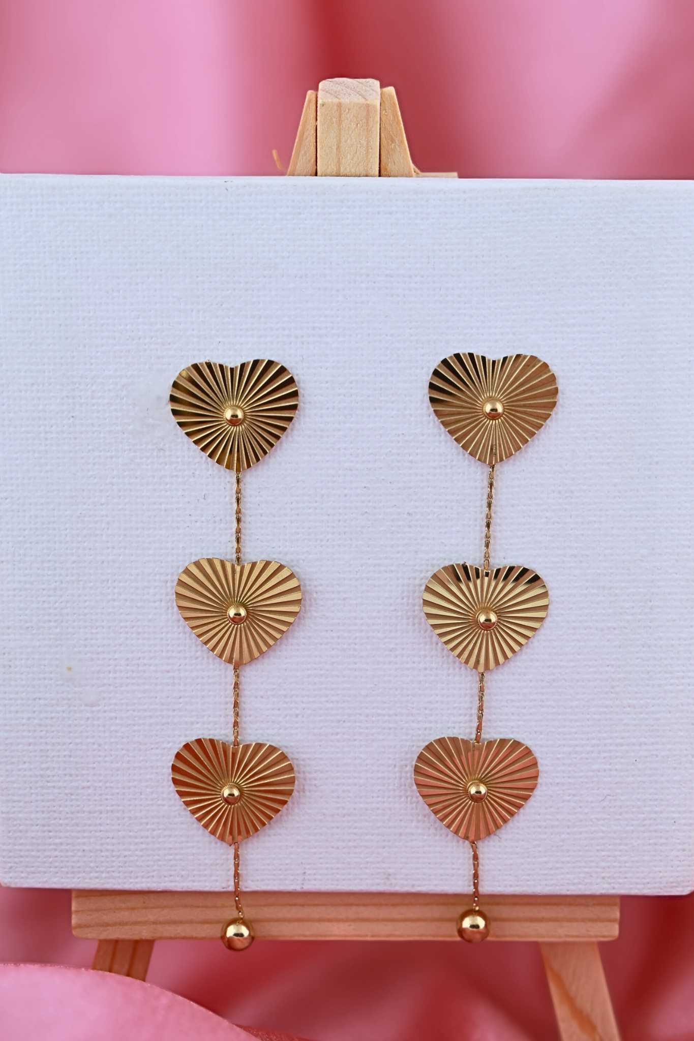 Golden Heart Cascade Earrings