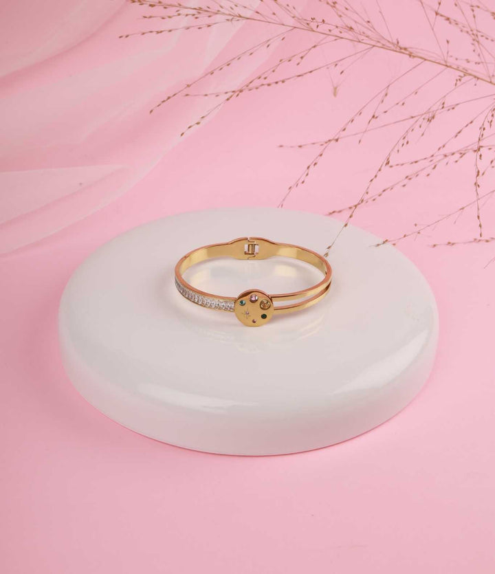 Gold Kada with Cosmic Stones